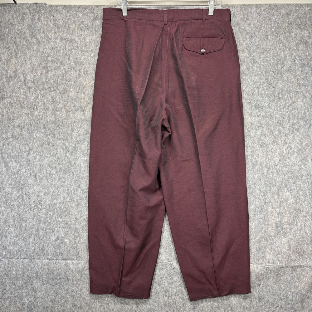 True Vintage Policy Designs Trouser Pants Rayon Maroon Men's 34x26 Balloon 60s - Picture 12 of 15